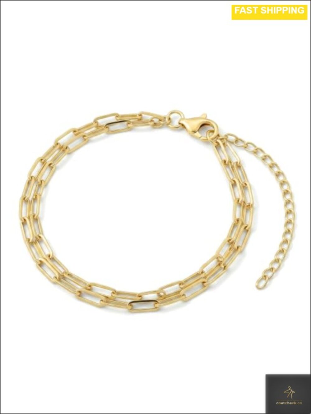 14K Gold Paperclip Chain Bracelet Set Dainty Layered Women's Jewelry
